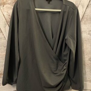 Talbots Charcoal Wrap with shimmer Blouse